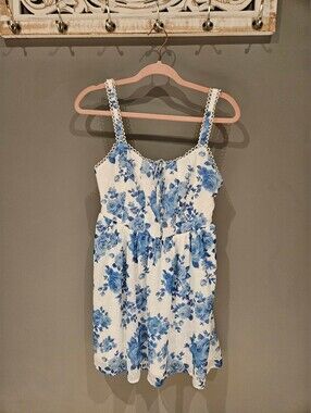 ALTR'D STATE White Sundress with Blue Rose Print MEDIUM